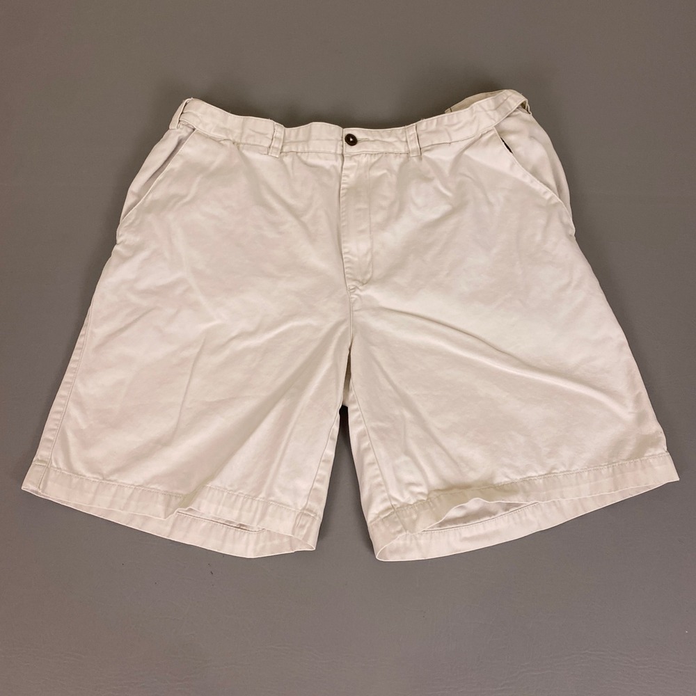 Geoffrey Beene Shorts Men's Size 36 Khaki Chino Flat Front Cotton Twill Tan **